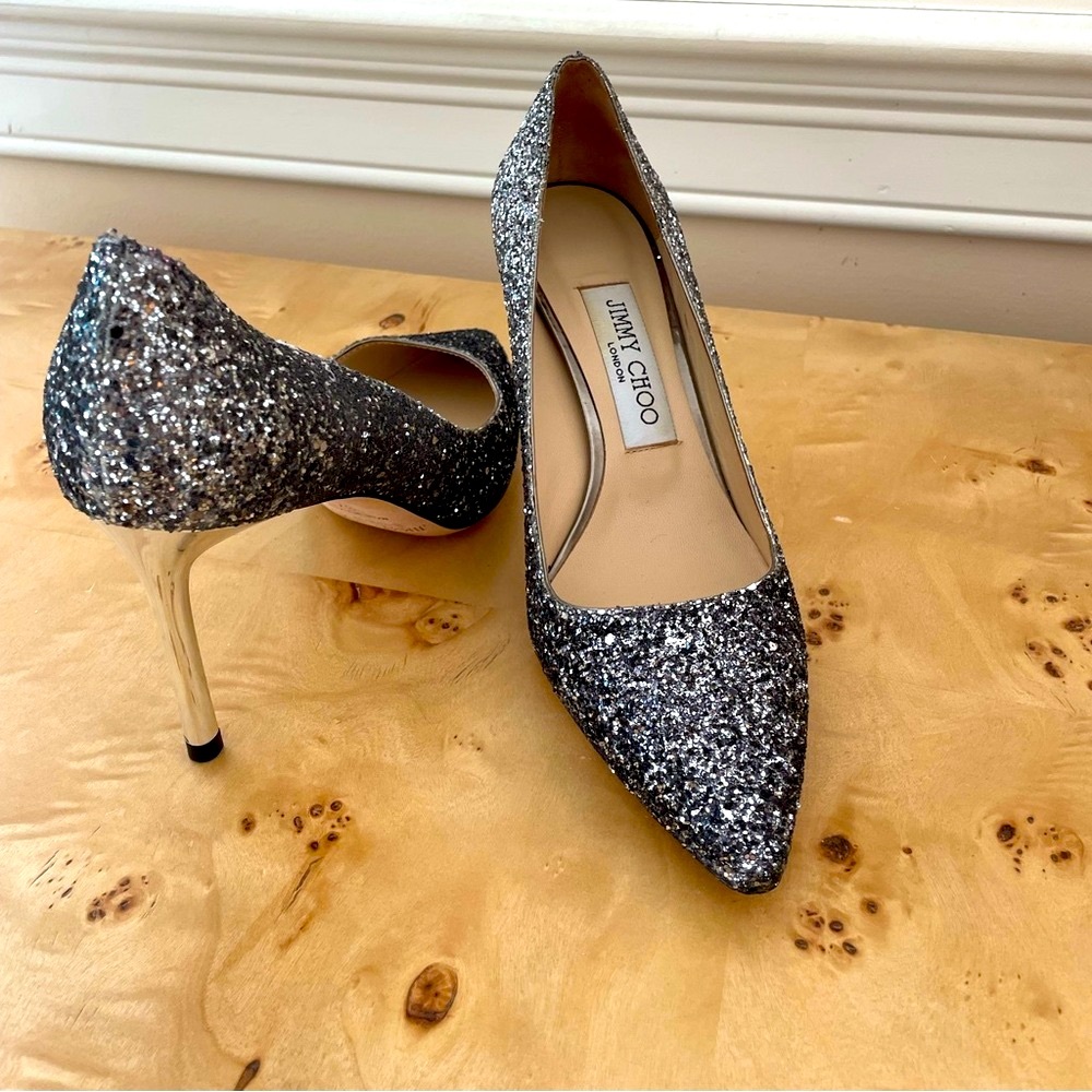 Excellent Jimmy Choo glitter pumps, Sz 7